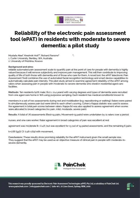 PainChek Reliability A4 Flyer
