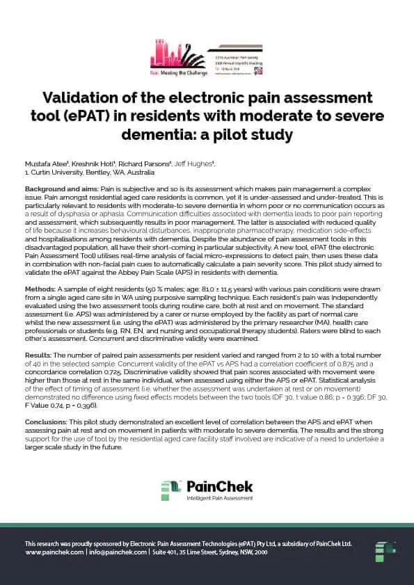 PainChek Validation A4 Flyer