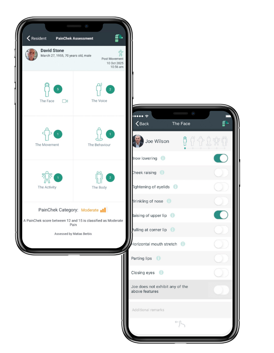 PainChek assessment screens